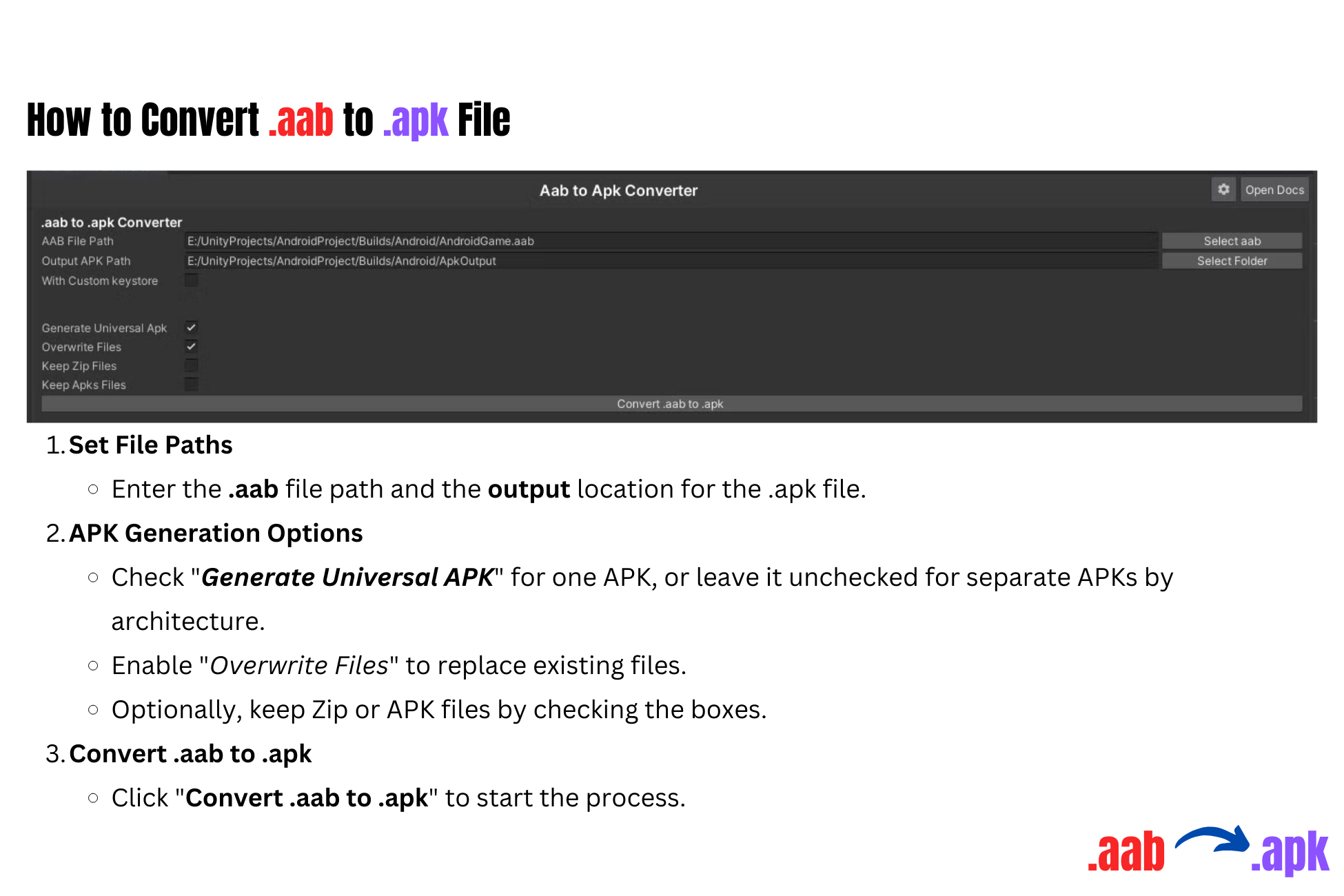 How to convert .aab to .apk